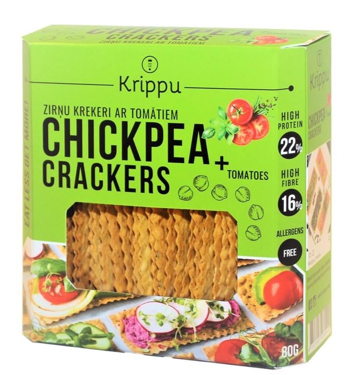 Krippu Chickpea Crackers + Tomatoes 80g