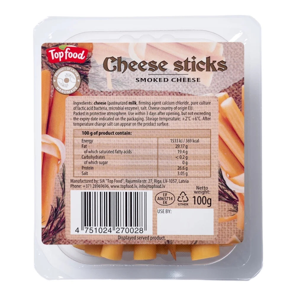 Top Food Smoked Cheese Sticks, 100g