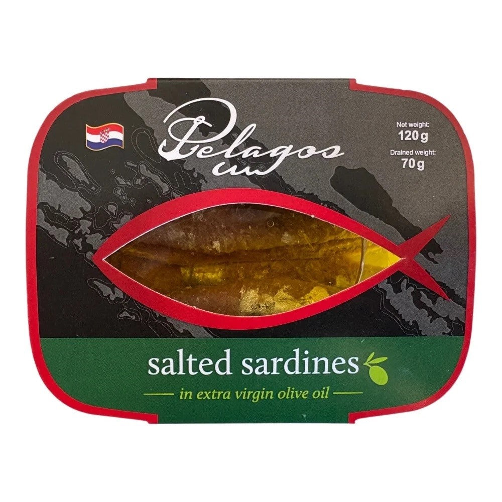 Pelagos Salted Sardines in Extra Virgin Olive Oil 120g (ambient)