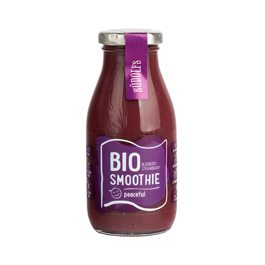 6 x Rudolfs Certified Organic Smoothie 'PEACEFUL' (Blueberry, Strawberry, Chia seeds) 260ml